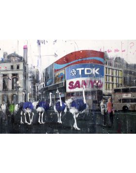 Angelo Accardi, Misplaced - Urban Invasion Londra, olio su tela, 100x70 cm